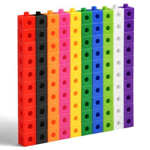 HOTUT Set di Attività per Cubi, 100 Pezzi Cubi da Incastrare, Giochi Didattici di Matematica per Bambini, Cubi per Contare Set di Cubi per Lo Sviluppo Delle Capacità Matematiche, Dai 5 Anni