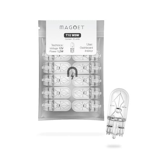 Magnet Pack 10 Lampadine Alogene Wedge W5W 12V 5W Base T10 W2.1X9.5D Interni ed Esterni - Auto e Moto