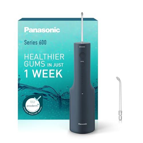 Panasonic Serie 600 Irrigatore Orale a Ultrasuoni EW-DJ66-A303, Idropulsore dentale, 200ml, IPX7, 2 Ugelli a Ultrasuoni, 5 Livelli di Pressione, Accessorio da Viaggio, Blu Marino