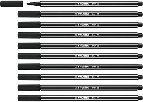 STABILO Pen 68 - Pennarello Premium - Confezione da 10 - Nero