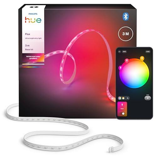 Striscia LED Hue Flux ultra-brillante, 3 m, 2.900 lm, colori e atmosfera vivaci, luce per interni flessibile, miscela colori Chromasync™, tagliabile, estensibile, riusabile, controllo voce/app