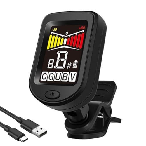 AMFUN Accordatore Chitarra, Elettronico Tuner a Clip on ampio display a Colori 360° Rotazione, Accordatore Chitarra Acustica Clip On per Chitarra, Basso, USB Ricaricabile