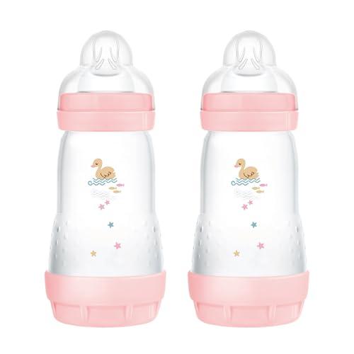 MAM Biberon Easy Start 320 ml (Set da 2), Kit da 2 biberon anticolica per allattamento, Riduce le bolle d'aria e il rischio di coliche, Accessori neonati 4+ mesi con tettarella misura 3, Rosa
