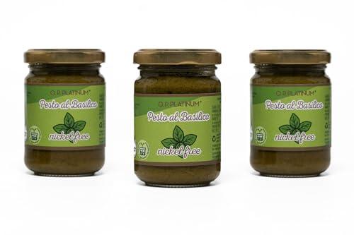 Op Platinum Pesto di Basilico Nickel-Free, 130g, con Basilico Fresco, Olio Extravergine d'Oliva, Senza Nichel
