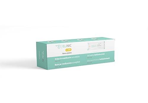 Elinic Sacchetti autoadesivi per sterilizzazione a vapore e EtO 200 pezzi (70 x 260 mm)