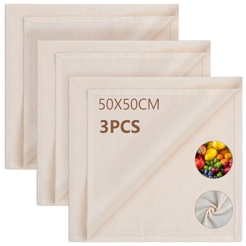 AiQInu Garza Alimentare,Filtrante per Alimenti 50×50cm Panno per Formaggio,Cheese Cloth,Tessuto Filtrante,Riutilizzabili,Cotone Naturale, per Formaggio, Succhi di Frutta, Tofu, Caffè, ecc