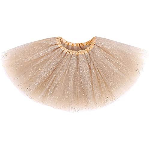 Gonna Tutu Bambina Gonna Balletto Tulle Elastico 3 Strati Costume Danza Principessa Delle Fate Quotidiano Performance Danza Carnevale Halloween Capodanno Compleanno Festa Vestito 2-9 Anni (Champagne)