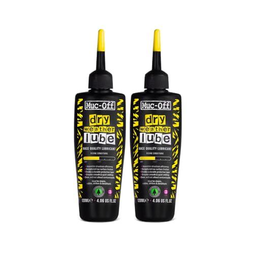 Muc-Off Dry Chain Lube Lubrificante Catena Bici Biodegradabile, Olio Catena Bici di Tutti i Tipi - Formulato per i Climi Asciutti, Confezione da 2 x 120 ml