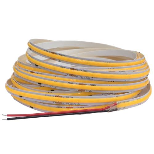 TOPXCDZ 220 V COB LED Strip Light Flessibile Tape Lights Smart IC No Necessità Driver Alta Luminosità 296 LED Illuminazione lineare RA90 Bianco Caldo Bianco (3000 K Bianco Caldo Bianco 5 m)