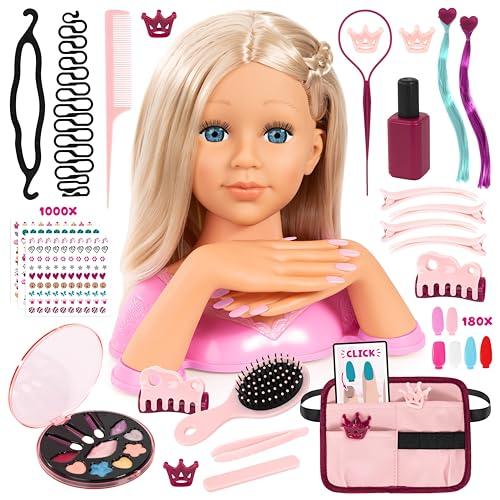 Bayer Design 90090AA Charlene Magic Nails Testa per Lo Styling e Il Make-up con Mani e Unghie, Trucco, Accessori per Capelli, Adesivi, 30 cm