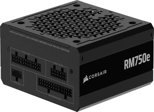 CORSAIR RM750e (2025) Alimentatore ATX completamente modulare a basso rumore con cavo 12V-2x6 - conforme a ATX 3.1 e PCIe 5.1, efficienza Cybenetics Gold, condensatori a 105°C - Nero