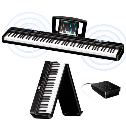 TERENCE pianoforte digitale 88 tasti pesati pieghevole con batteria da 2000 mAh supporto audio Bluetooth MIDI USB con altoparlante da 2 x 25W supporto per leggio