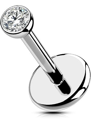 OUFER Body Piercing Push in Titanio Labret Piercing Stud 20G Helix Piercing 5/6/8/10/12mm Labret Stud Labbro Tragus Senza Filo Helix Cartilagine Stud Bar Piercing Gioiello