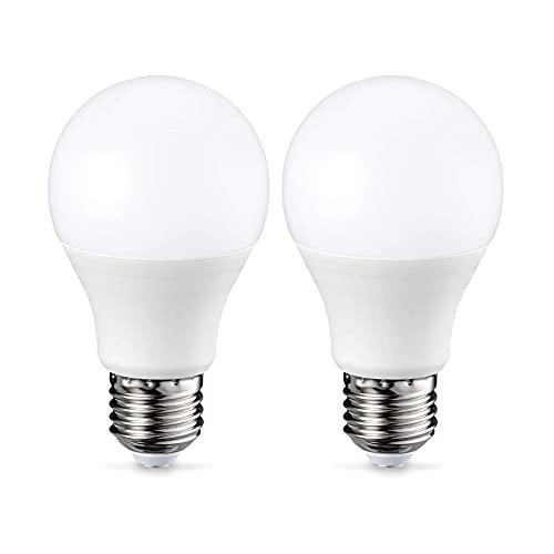Amazon Basics Lampadina LED E27, 9W (equivalenti a 60W), Luce Bianca Calda, Dimmerabile, 2 unità (confezione da 2)