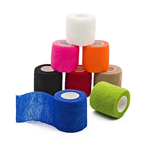 Tocone 8 Rotoli Benda Elastica Bendaggio Coesiva Nastro Autoadesivo Salvapelle Sportivo per Mani, Piedi, Ginocchia, Braccia 8 colori 5cm x 4.5m