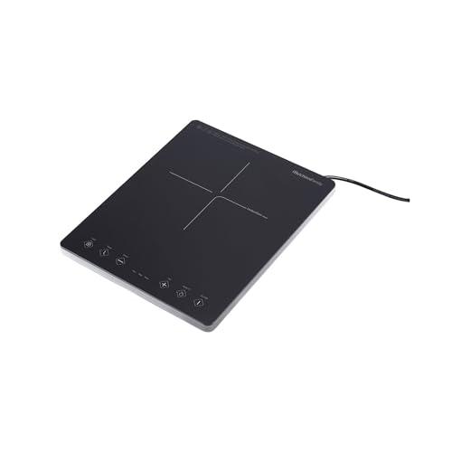 Melchioni Family OBLIVION 1, Fornello a Induzione portatile in Vetro Nero, Tasti Touch, Display Digitale, 5cm di Spessore, Risparmio Energetico, Assorbimento Massimo 2000W, Blocco Sicurezza Bambini
