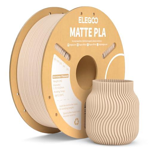 ELEGOO Filamento PLA Matte Beige 1 kg, 1,75 mm, Opaco PLA Filamento per Stampante 3D, precisione di misurazione +/- 0,02 mm, adatto per maggior parte delle stampanti 3D FDM