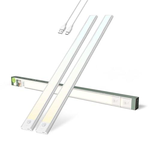 Brendz LED Sottopensile Cucina, Luce Ricaricabile, 2 x 60cm, USB-C, 4400mAh, 3 Temperature di Colore, Dimmerabili, Magnetica, Luci LED Cucina Sottopensile Senza Fili, Puyo Argento