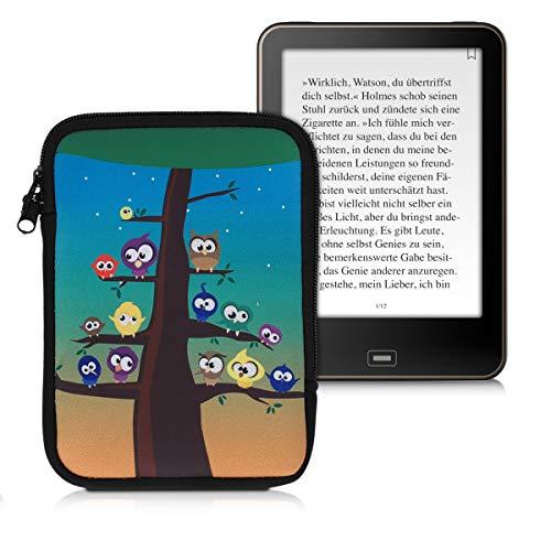 kwmobile Custodia Universale per eReader - Copertina in Neoprene Multicolore/Blu/Marrone con Chiusura a Zip - Misura 17 x 12 x 2 cm - Astuccio portatablet
