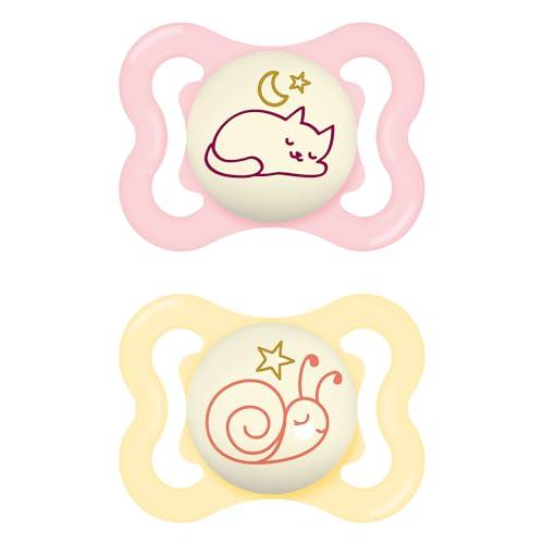 MAM - Set di 2 succhietti Supreme Night in silicone, S278, 2-6 mesi, rosa
