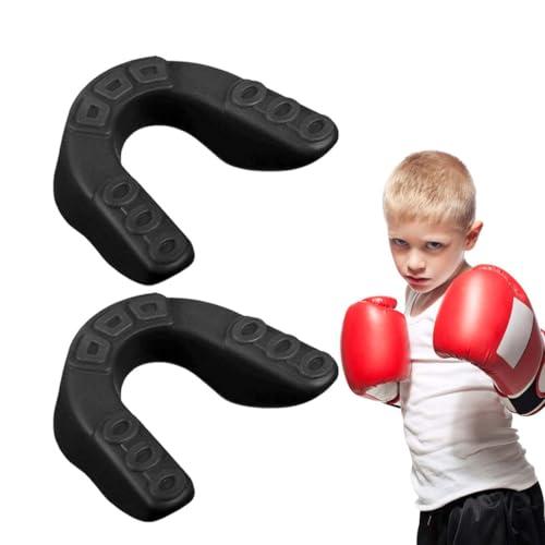 GNALIA Paradenti Sportivi 2 Pezzi Per Bambini 9-15 Anni, Colore Nero, Dimensioni 6X5X1.8 Cm, Per Rugby Boxe E Sport Da Combattimento