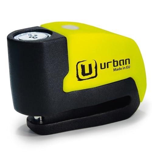 URBAN UR6 Bloccadisco Moto Allarme Hi-Tech 120db ON/OFF, Led Warning, Sensibilità A+, Sostituibile, Impermeabile, Batteria CR2 lunga durata, Lucchetto Moto Antifurto Sonoro Universale bici elettrica