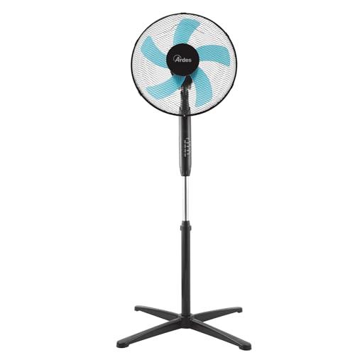 Ardes - AR5ST40PNR Ventilatore a Piantana con Telecomando STEELO 40PNR - Base 40 cm Oscillante con Inclinazione Regolabile - Ventilatore a Piantana Silenzioso 3 Velocità