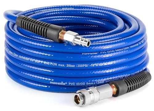 Poppstar Tubo per aria compressa in PVC 6/12 mm, lunghezza 20 m, attacco rapido & innesto maschio, 20 bar, blu