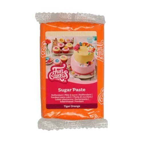 FunCakes Pasta di Zucchero Tiger Orange: facile da usare, liscia, flessibile, morbida e pieghevole, perfetta per decorare torte, halal, kosher e senza glutine. 250 gr