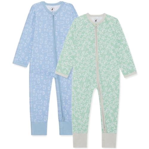 Bramble & Bear Confezione da 2 Tutine per Bambini e Bambine, Pigiami in Cotone Biologico, Tutine con Zip Intera e Facile Accesso, Lepre ed edera, 9-12 Mesi