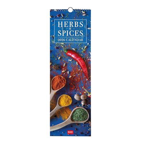 Legami - Calendario da Parete 2026, Herbs & Spices, Calendario da Muro Piccolo, 12 Mesi e Planner Annuale, in 6 Lingue, Spazio per Note, Segni Zodiacali, Festività Internazionali, 16 x 49 cm