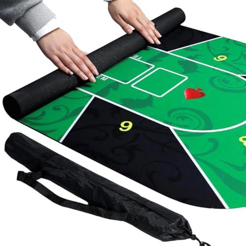 Tappetino Da Gioco Per Tavolo Poker, Dotato Di Sacca Di Stoccaggio, Per Texas Hold'Em Poker Black Jack Roulette, Poker Verde 60 X 120 cm