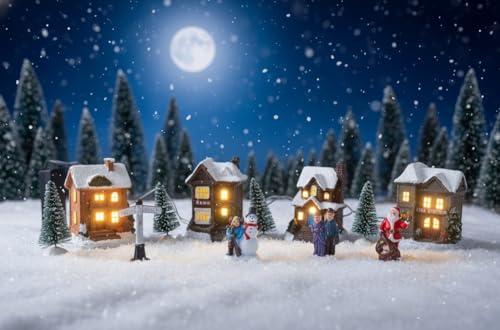 Bambelaa! Città di Natale, 11 pezzi. Villaggio di Natale - Decorazione natalizia a 5 LED, luce bianca calda, per interni