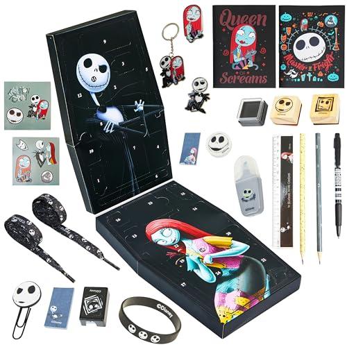Disney The Nightmare Before Christmas Calendario Avvento 2025 Cancelleria e Accessori Countdown Natale Calendari Avvento Cartoleria Penna Portachiavi (Nero)