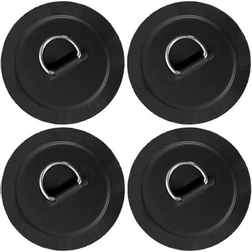 GXGM 4 Pezzi D-Ring Pad Kayak,Toppa Con Anello A D In Acciaio Inossidabile Ad Alta Resistenza Anello A D Circolare In Pvc, Per Kayak, Tavola Da Surf，Per Fixed Buckle Rope Sup Paddle（Negro）