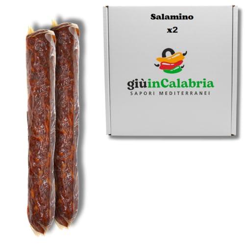 Salamino Piccante Calabrese - Salame Piccante - Ideale Per Piadine, Aperitivo, Panini - 2 Pezzi da 300g L'uno - DA AFFETTARE - Sottovuoto