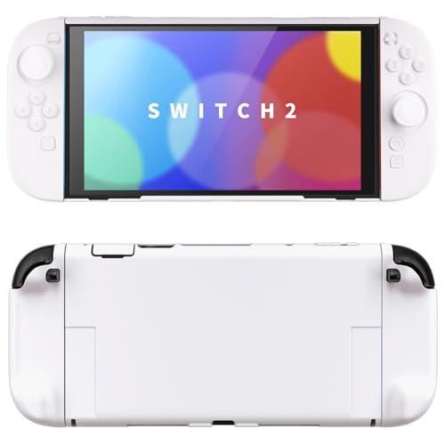 playvital per Switch 2 Cover Rigida Dockable, Custodia Protettiva Supporto Pieghevole Accessori per Nintendo Switch 2 Console, Copri Tasti & Gommini per Joycon 2, Bianco