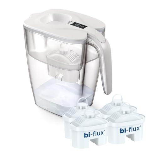 Laica Caraffa Filtrante BIG Milano - Bianca - 3,7L - con 4 Filtri bi-flux, Preserva i sali minerali e Riduce le sostanze indesiderate - Capacità XXL - Timer digitale - Sicurezza Made in Italy