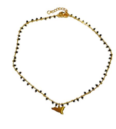 Collana Ciondolo Sicilia Catenina Con Perline Sicily, Idea Originale per Regalo Natale,Fatto a Mano, Gioielli Siciliani Donna Ragazza Perline Colorate Sicilia (Nere)