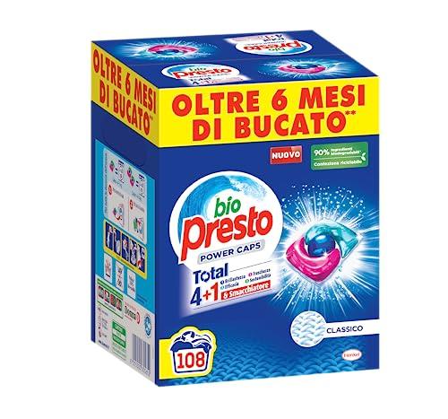 Bio Presto Power Caps Classico, Detersivo Lavatrice Predosato in Capsule, Confezione da 108 Lavaggi