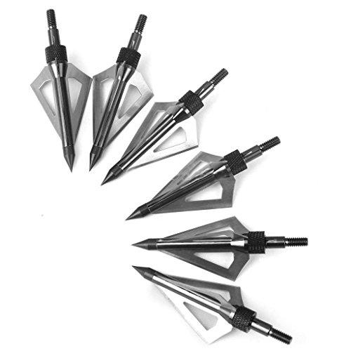Generic 6 pz. Punte da Caccia Punta di Freccia Caccia Punte di Freccia broadheads Broad Punta 100gr tiro con L'Arco Balestra e Compound (Nero)