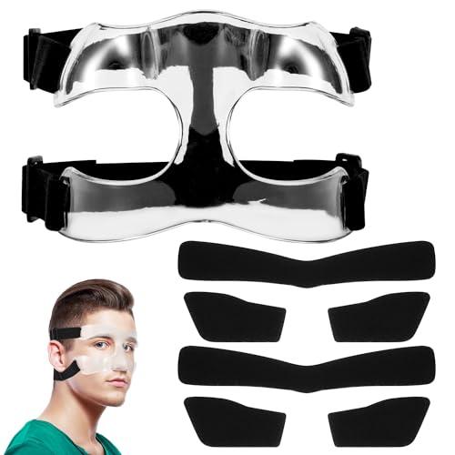 Protezione per il Naso Maschera, Visiera per Naso Rotto Regolabile Maschera per Naso Rotto con Imbottitura Traspirante Maschera per il Viso per Basket Calcio Adulti Adolescenti