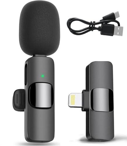 Microfono Wireless per iPhone iPad Mini Microfono Lavalier Plug&Play per YouTube/Vlog/Intervista/Videoregistrazione/Podcast, con 2.4G Ultra Low Delay Costruito in Chip di Riduzione del Rumore