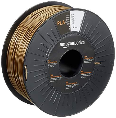 Amazon Basics - Filamento per stampanti 3D, in polilattato (PLA), 1.75 mm, oro, 1 kg per bobina