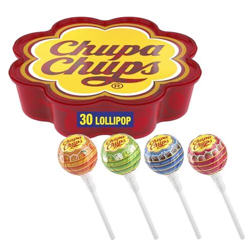 Chupa Chups Margherita, Box Regalo con 30 Lollipop Gusti Assortiti Frutta e Cola, Senza Glutine, Confezione Speciale, Idea Regalo per Feste e Compleanni, Lecca Lecca Ottimi da Condividere
