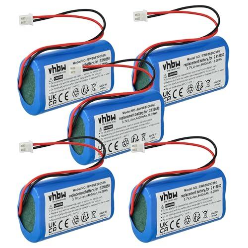 vhbw 5x batteria compatibile con Zafferano Poldina, Olivia Pro, Poldina Pro lampada da tavolo, da comodino (4400mAh, 3,7V, Li-Ion)