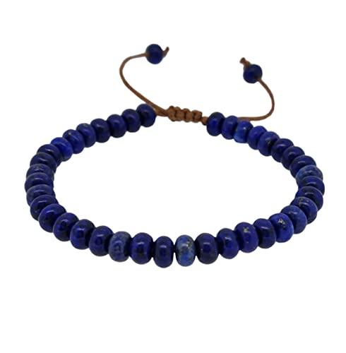 Bracciale da donna da uomo fatto a mano con pietre preziose da 6 mm regolabile | Bracciale con perline occhio di tigre, lapislazzuli blu, onice nero, turchese bianco