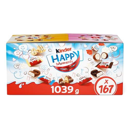 Kinder Happy Moments - 167 Cioccolatini Assortiti Kinder, Mix di Snack Dolci in Formato Mini