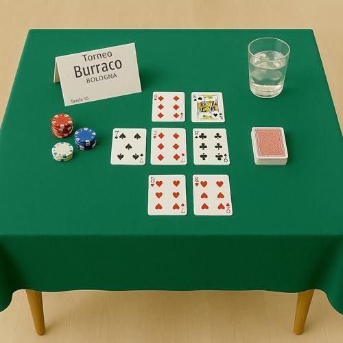 Byour3 - Panno Verde Da Gioco - Per Tavolo Quadrato O Rettangolare Torneo Burraco Carte Da Poker Copritavolo Proteggi Tavolo Per Giochi Da Tavola Mollettone Per Giochi Natalizi (12 posti 250x145 cm)