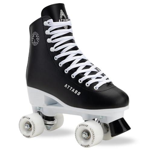 ATTABO Serena, pattini a rotelle da donna in pelle ecologica, cuscinetti ABEC-3, telaio in PP e pattina in alluminio, 54 × 32 mm, ruote PU 82A, freno in TPU, allacciatura classica, sicuri ed eleganti